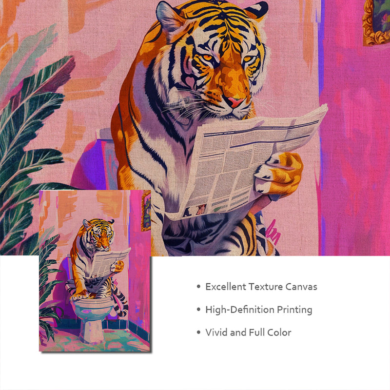 tiger in a bathroom canvas print, view 6 - MRSLM