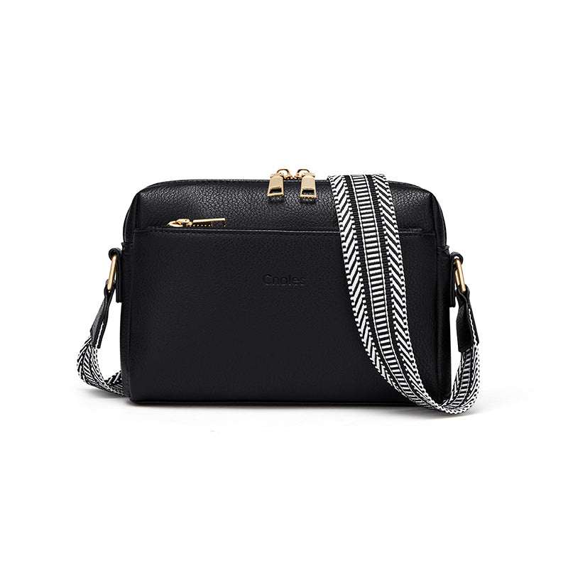 Elegante Crossbody-Handytasche mit farbigem Riemen – Kompakte Lederhandtasche