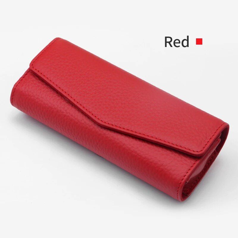 Luxury Cowhide Leather Sunglasses Case for Car Visor