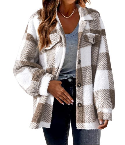 Women's fluffy lamb fleece button jacket, view 6 - MRSLM