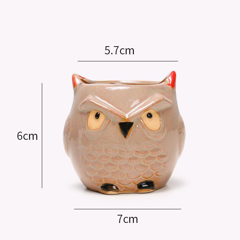 owl ceramic flower pot, view 5 - MRSLM