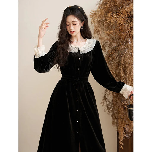 velvet button down dress, view 2 - MRSLM