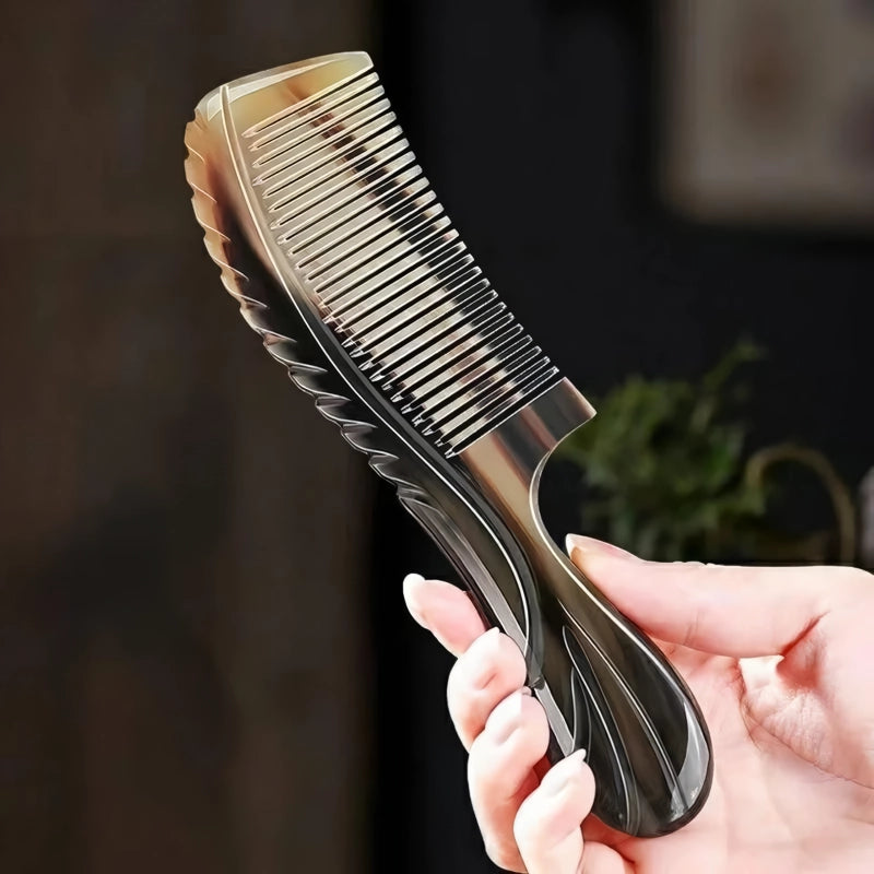 natural ox horn fine tooth comb, view 2 - MRSLM