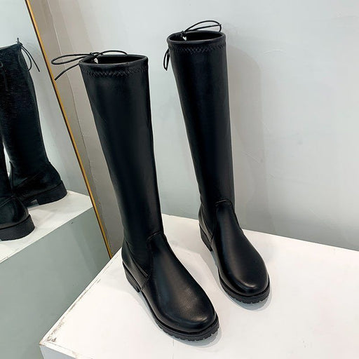 Plus-size wide-tube elastic boots, view 6 - MRSLM