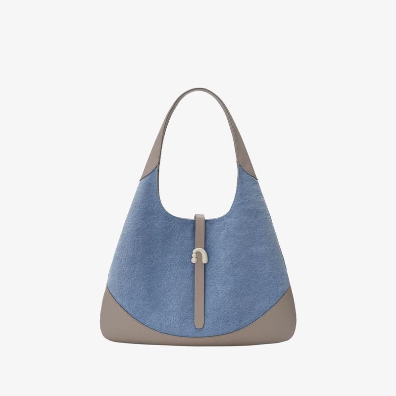 Triangle Denim Shoulder Tote