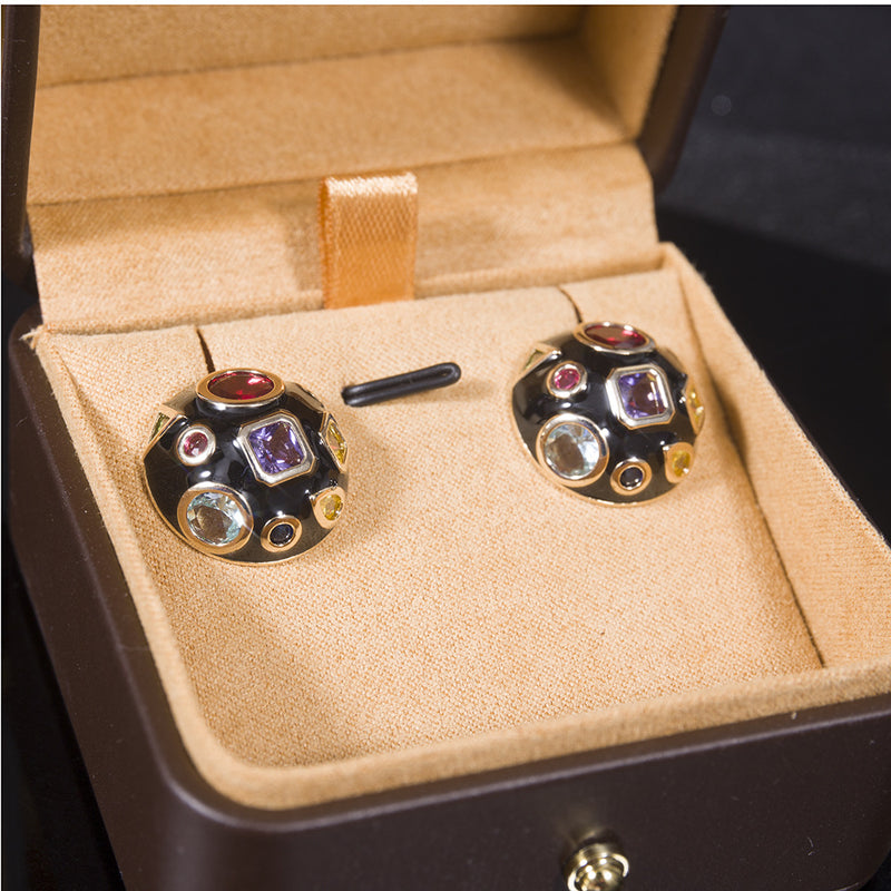 geometric zircon ball earrings, view 5 - MRSLM