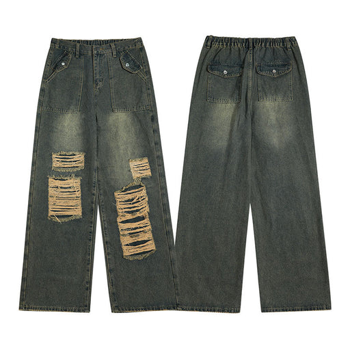 vintage patch ripped straight jeans, view 4 - MRSLM