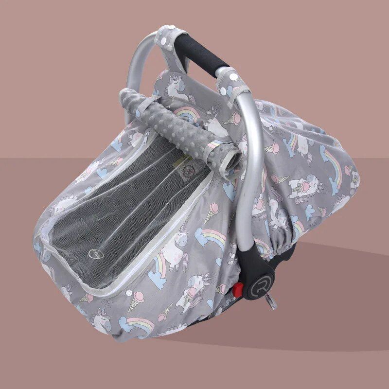 baby car seat cover with peep window, view 4 - MRSLM