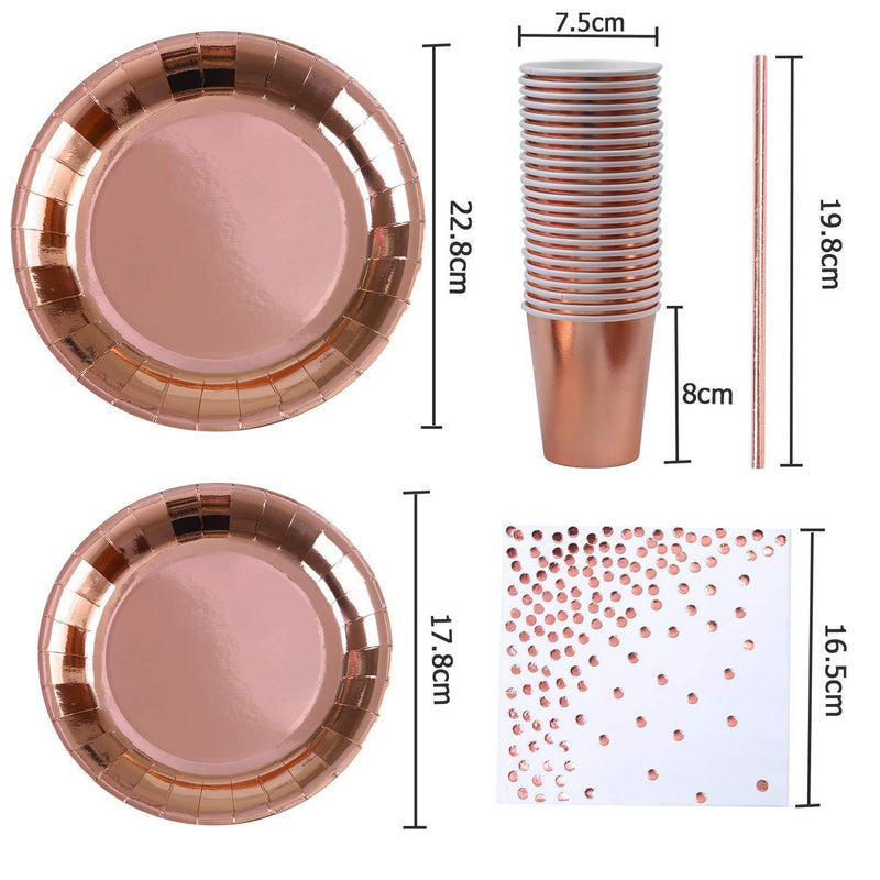 rose gold disposable tableware set, view 5 - MRSLM