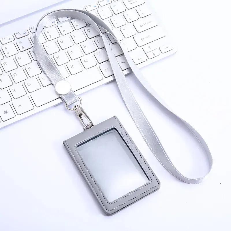 pu leather id holder with neck strap, view 4 - MRSLM
