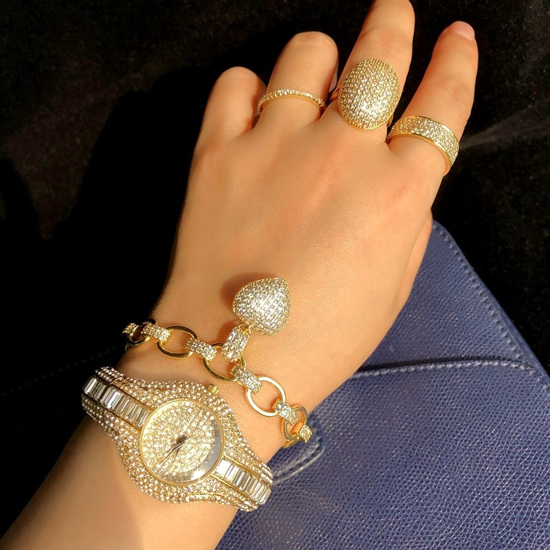 ladies watch with diamonds and colorful stones, view 4 - MRSLM