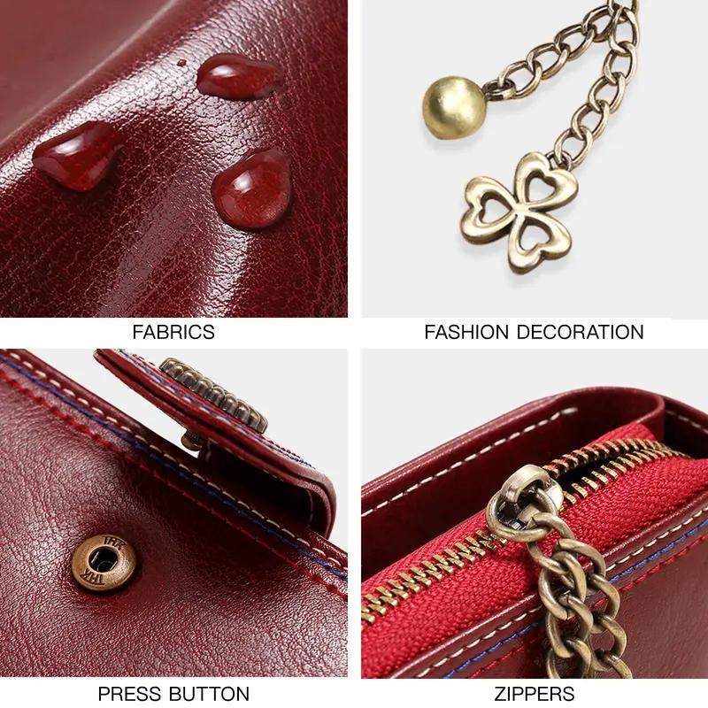 Women's small leather bifold wallet, view 8 - MRSLM