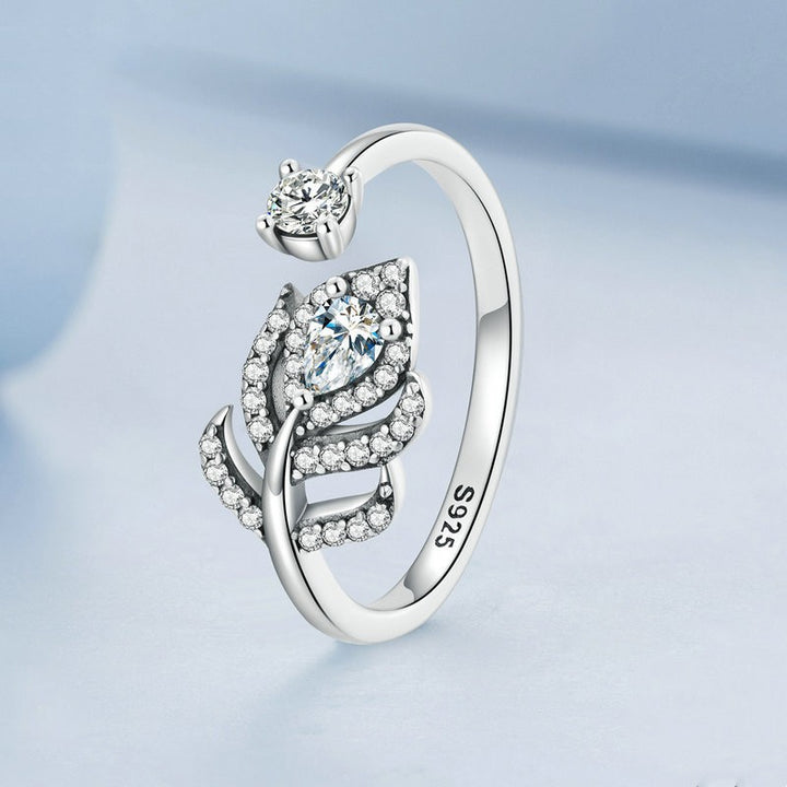 Original Zircon Set Peacock Feather Ring