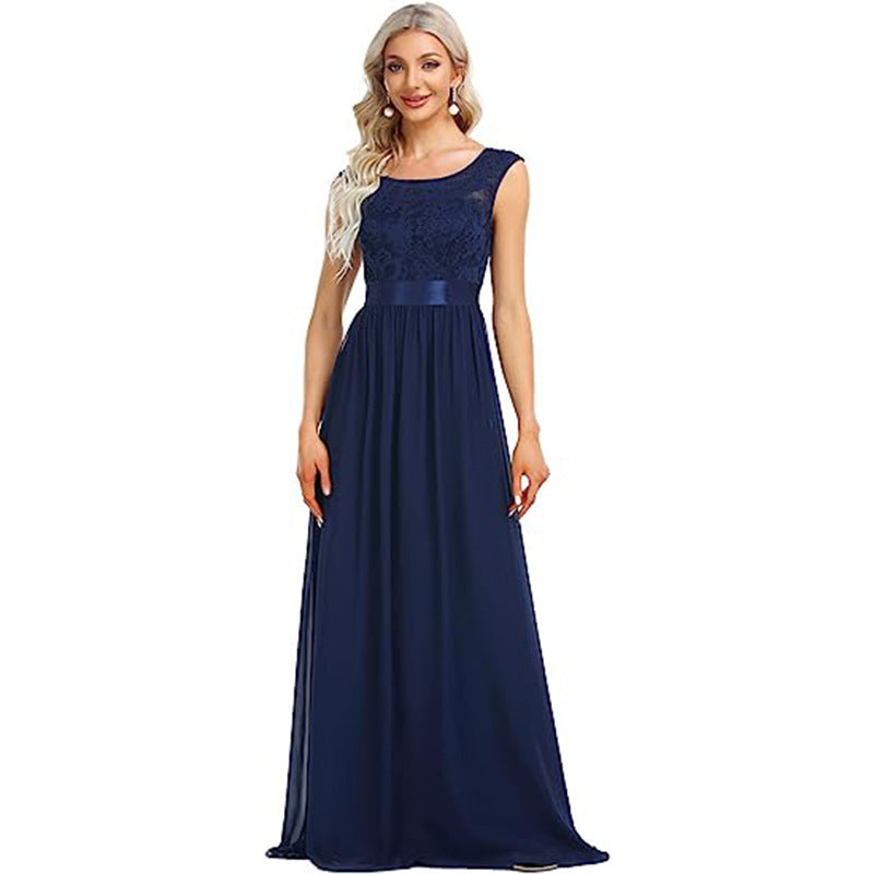lace stitching long dress, view 4 - MRSLM