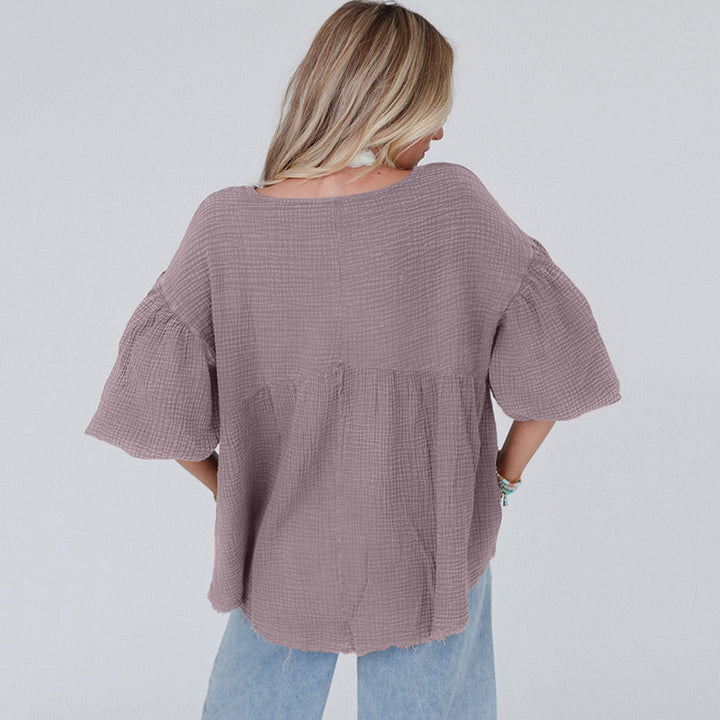 Women's Fashion Loose Pullover Puff Sleeve Top