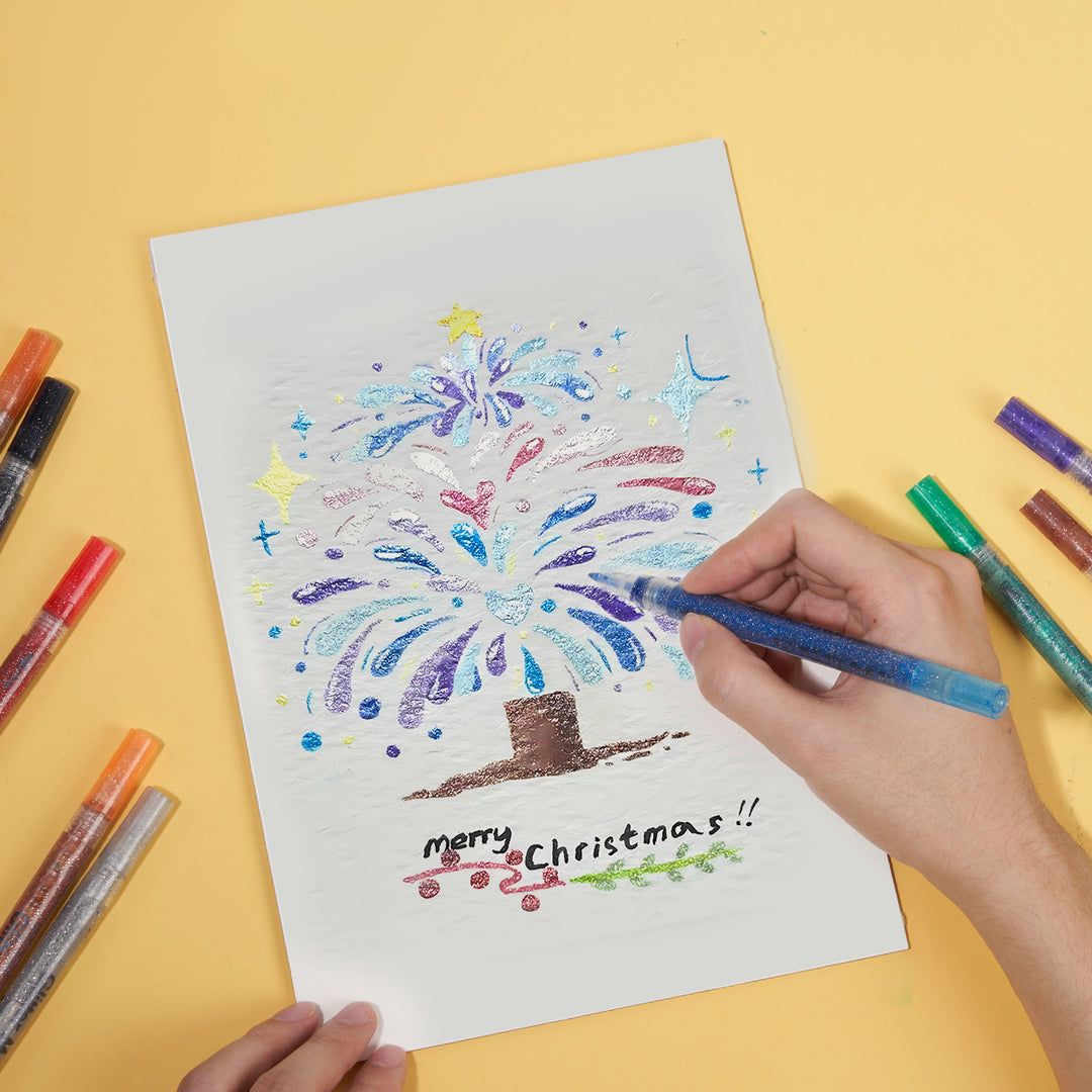 12 Marcadores de Tinta Acrílica com Glitter e Cores Brilhantes