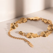 18K gold swirl circle bangle, view 5 - MRSLM