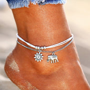 bohemian star elephant double layer anklet, view 3 - MRSLM