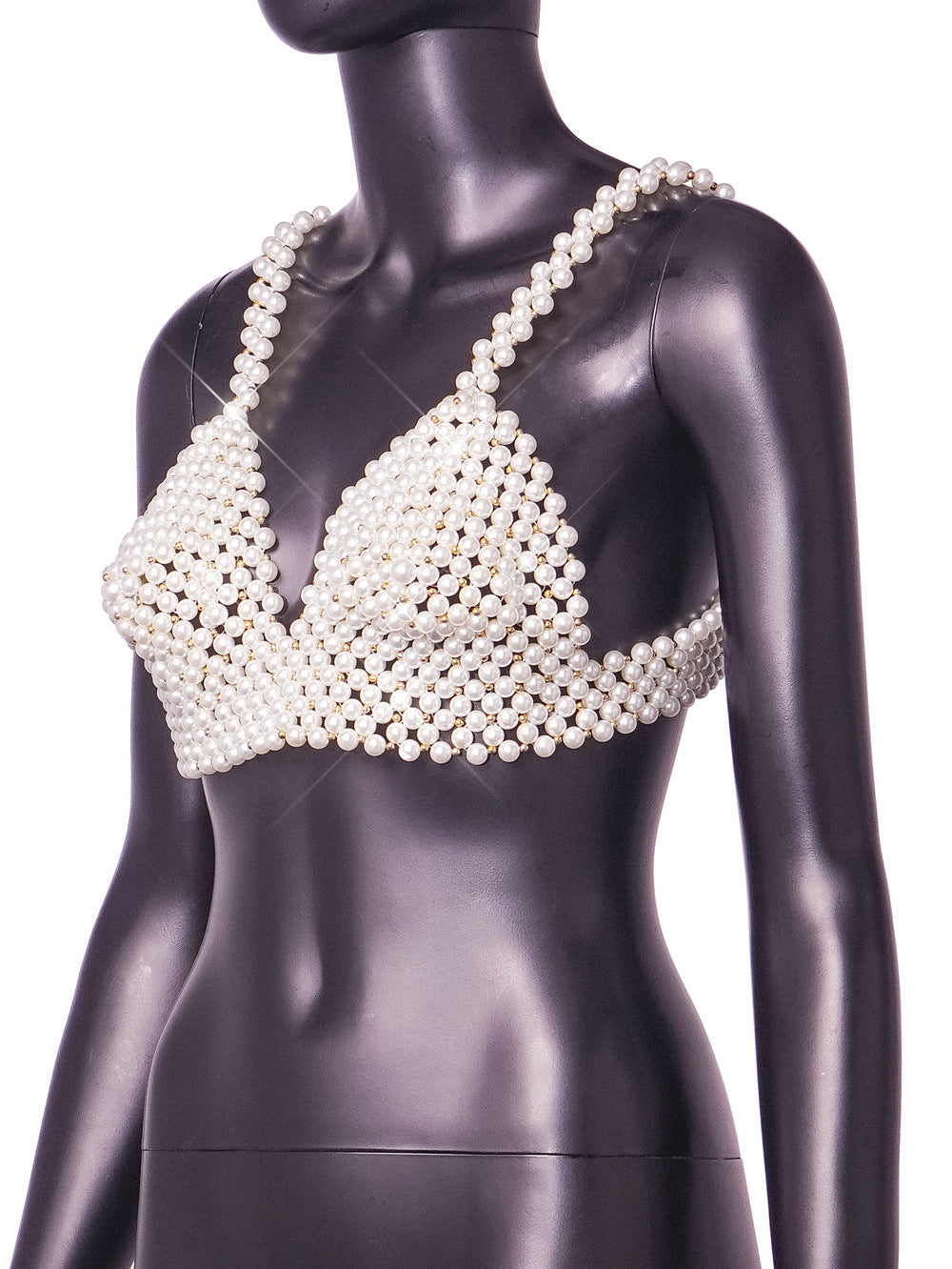 Summer European Pearl Bandeau Sling Vest