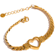 love heart cuban chain bracelet, view 2 - MRSLM