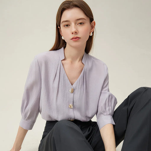 french v-neck loose shirt - MRSLM