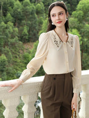 embroidered puff sleeve blouse, view 7 - MRSLM