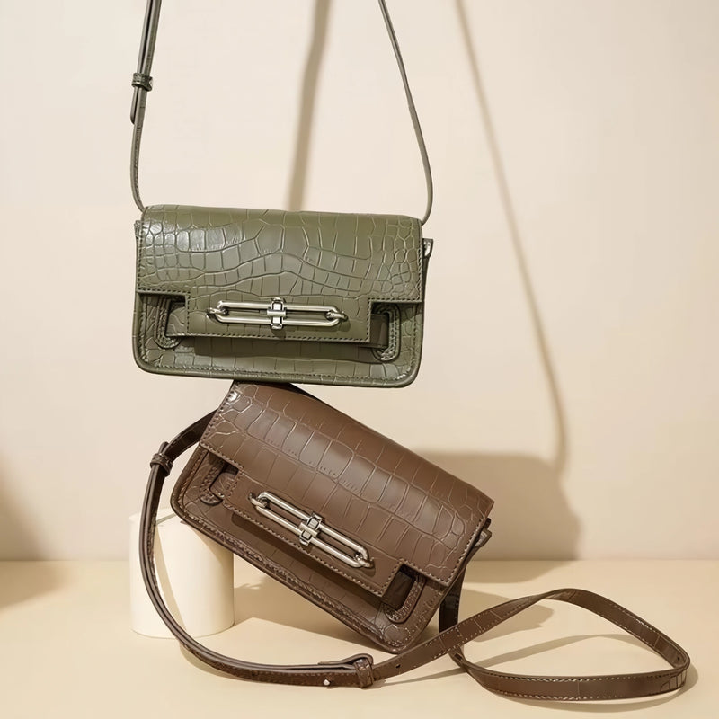 crocodile pattern shoulder bag, view 9 - MRSLM