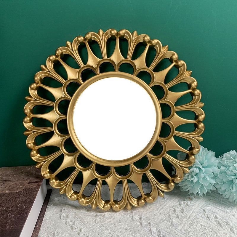 gold floral round wall mirror - MRSLM