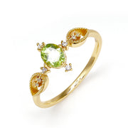 gold-plated 925 silver olive green stone ring, view 6 - MRSLM