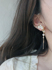freshwater pearl shell ear clip, view 2 - MRSLM