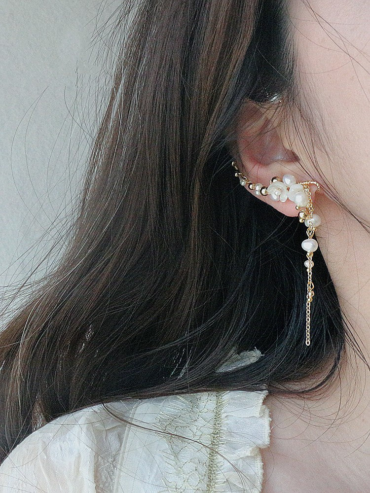 freshwater pearl shell ear clip, view 2 - MRSLM