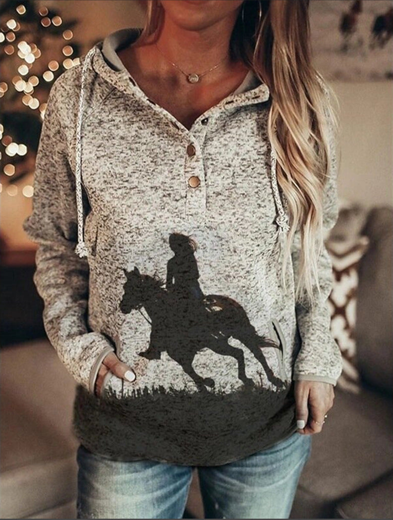 women's printed loose pullover sweatshirt, view 6 - MRSLM