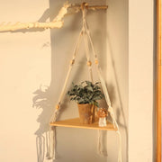 macrame floating shelf, view 2 - MRSLM