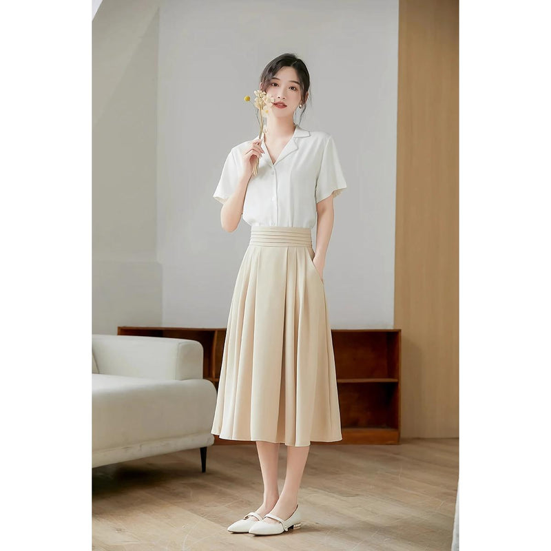 high-waisted pleated skirt with pockets, view 11 - MRSLM
