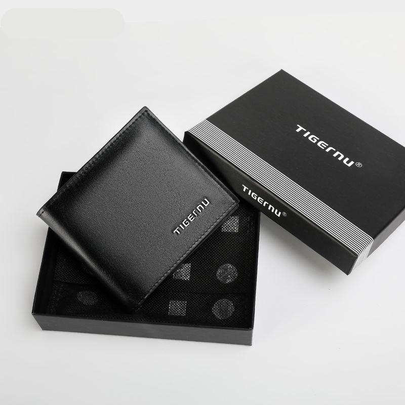 men's slim PU leather wallet with RFID, view 2 - MRSLM