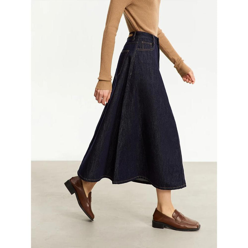 women's a-line denim skirt, view 4 - MRSLM
