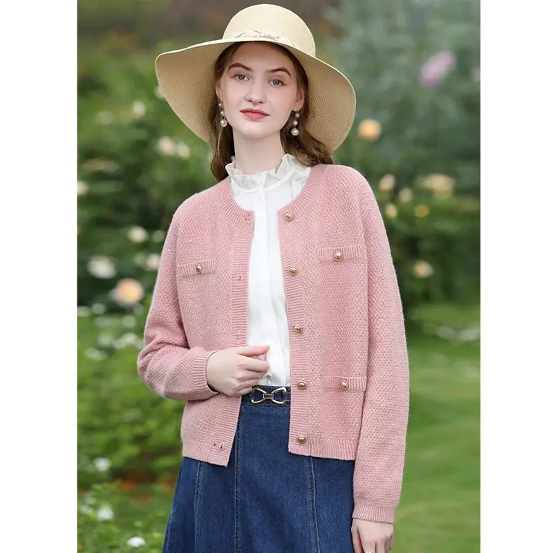 pink tweed knit jacket and shorts set, view 2 - MRSLM