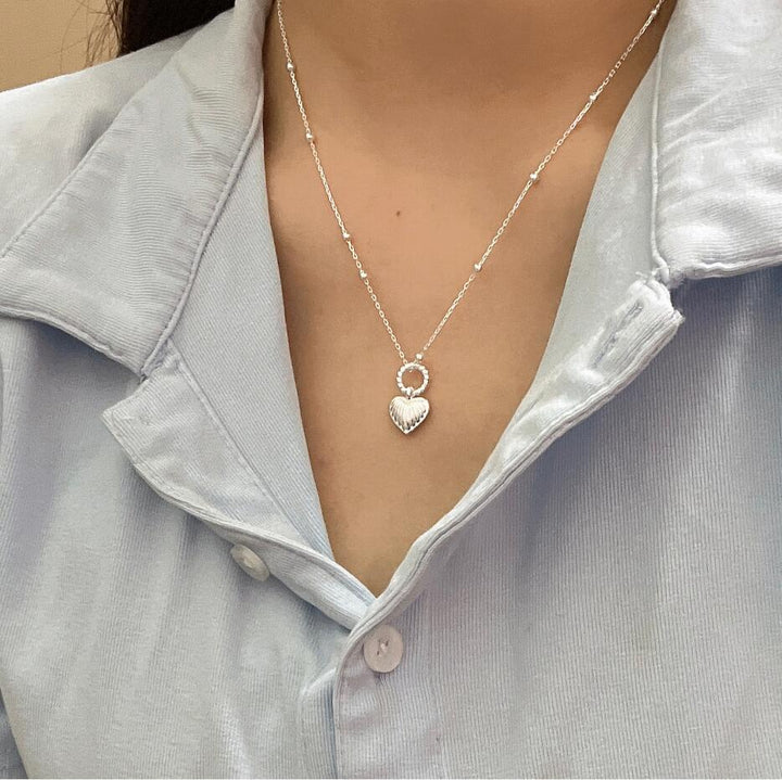Korean Style S925 Sterling Silver Geometric Heart Shape Clavicle Chain