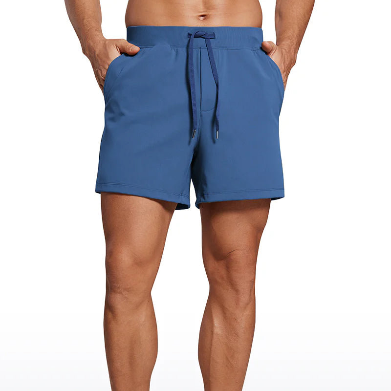 men's 5 inch four-way stretch workout shorts, view 3 - MRSLM