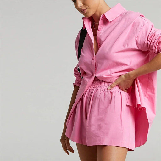 Cotton linen shirt and shorts set, view 2 - MRSLM