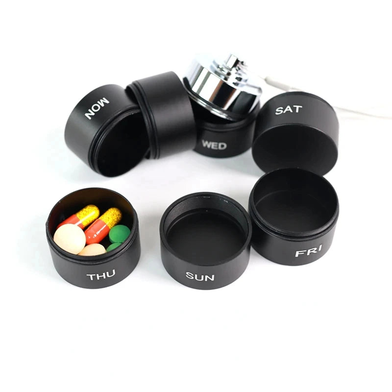 portable 7 grids aluminum pill box, view 7 - MRSLM