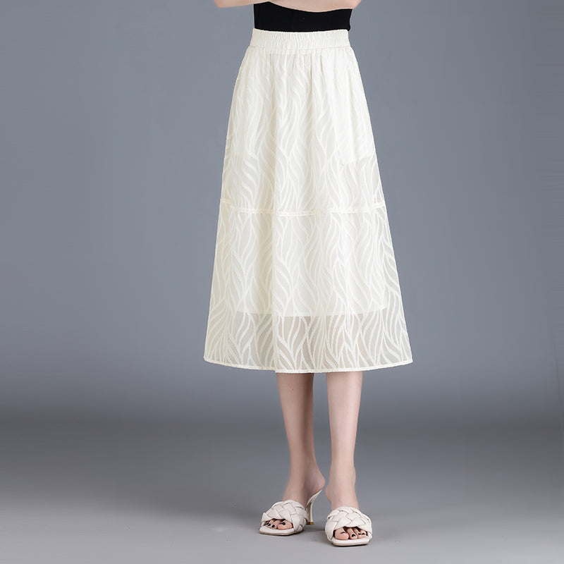 striped a-line chiffon skirt, view 3 - MRSLM