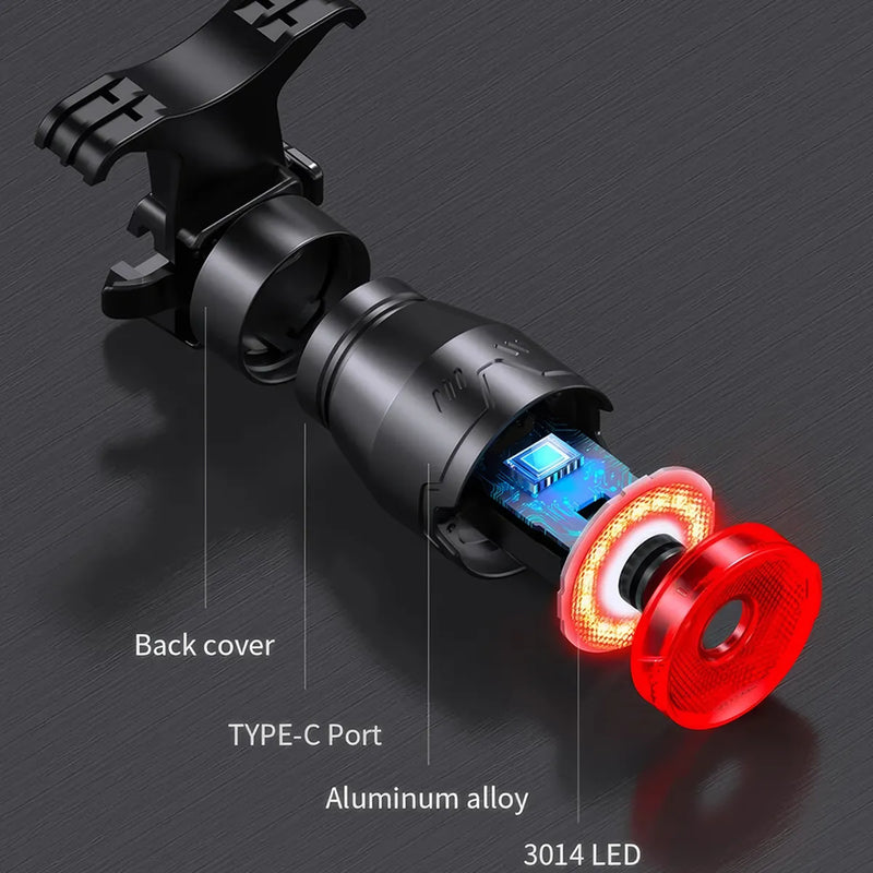Smart auto brake sensing bicycle tail light, view 9 - MRSLM