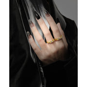women's irregular texture s925 silver open ring, view 5 - MRSLM