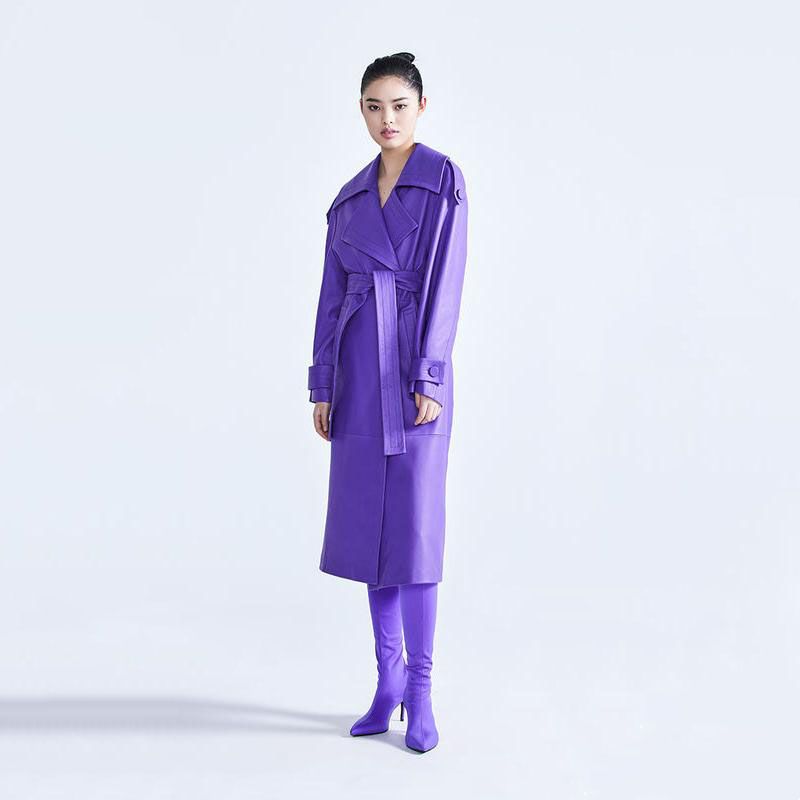 purple faux leather trench coat - MRSLM