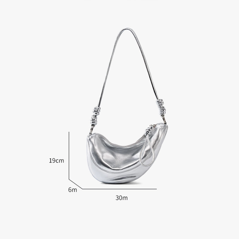 elegant soft leather dumpling bag, view 11 - MRSLM