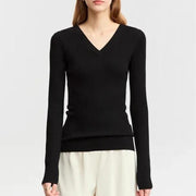 autumn slim v-neck wool sweater - MRSLM
