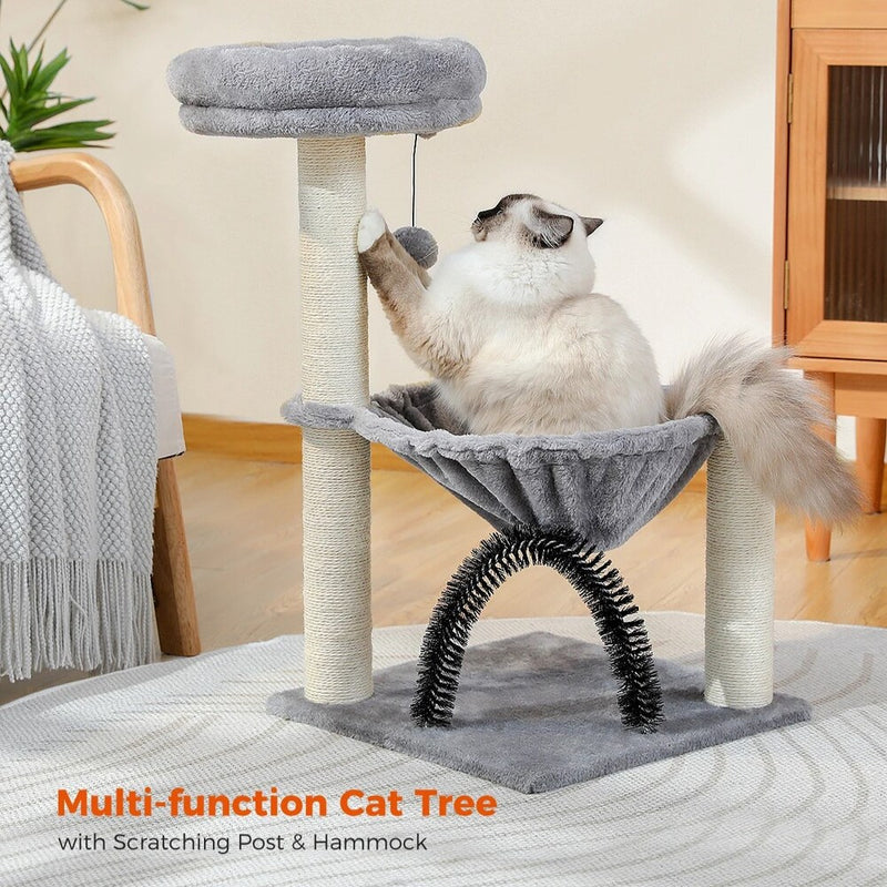 compact cat tree tower with hammock, view 3 - MRSLM