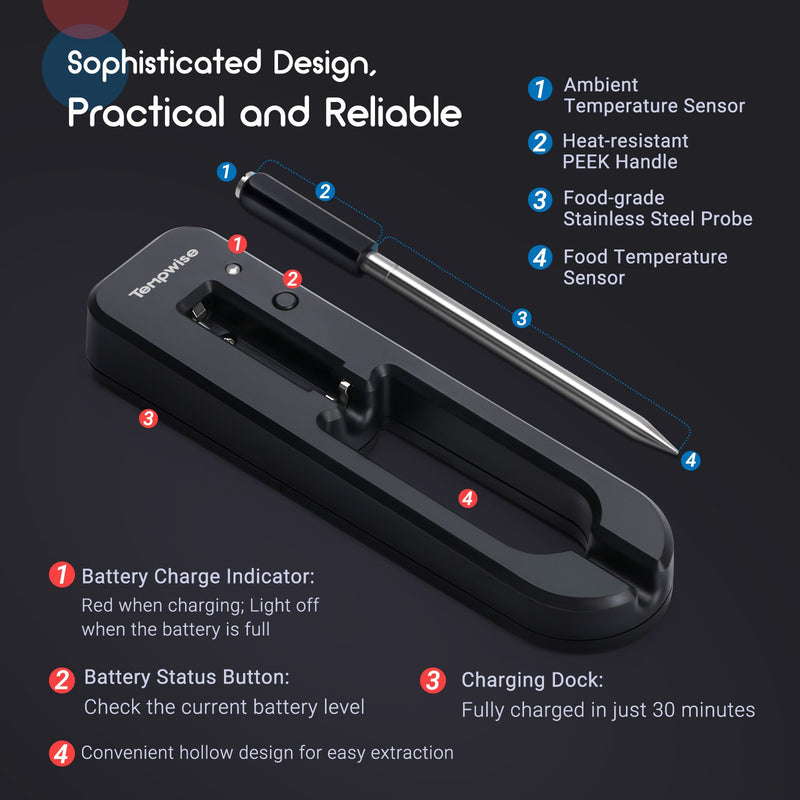 Intelligentes, kabelloses Ofenthermometer mit Bluetooth-Steuerung