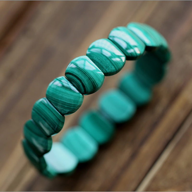 natural malachite bead bracelet, view 3 - MRSLM